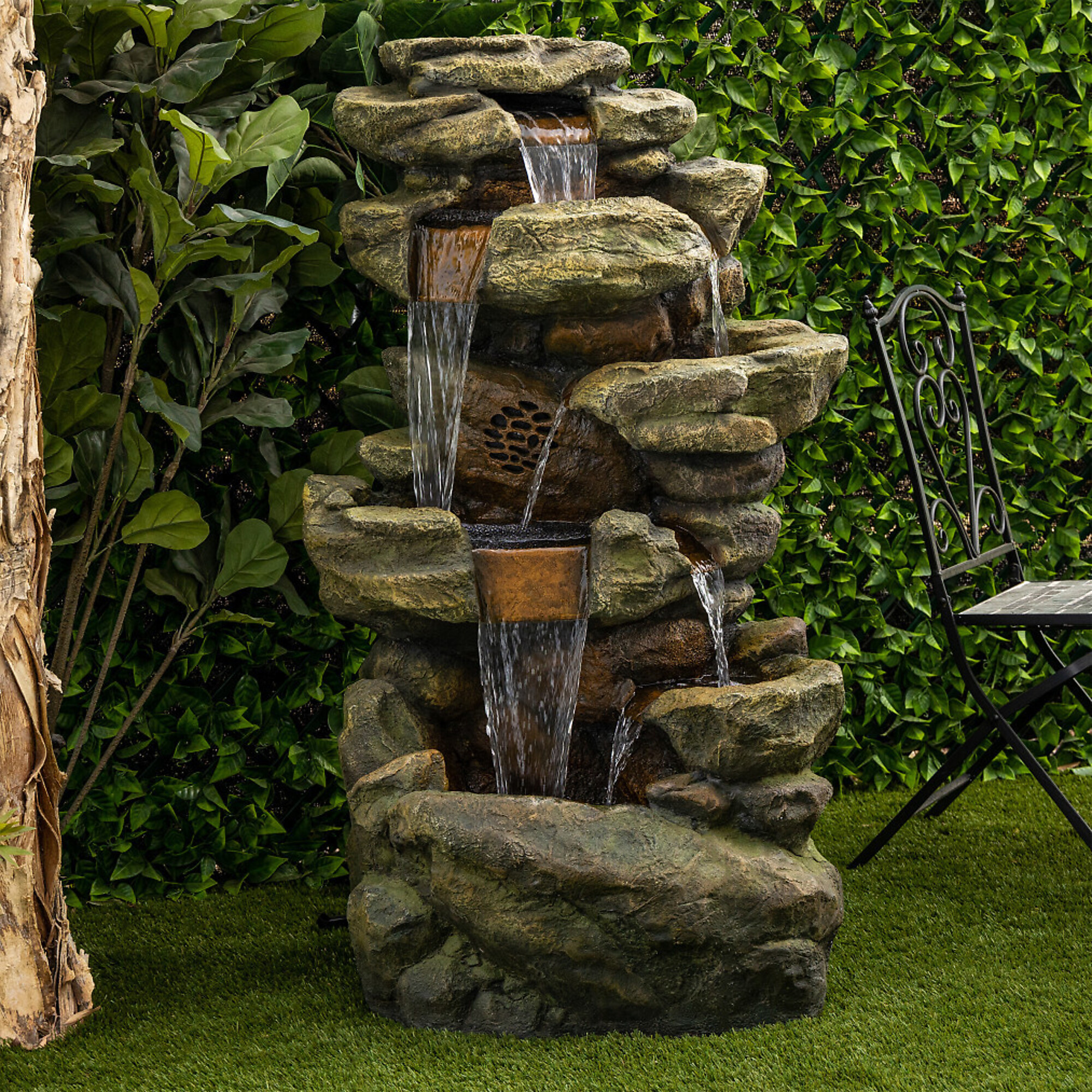 Alpine Corporation, Rainforest Fountain w/ Light Bluetooth Speaker, Volts 120, Power Cord Length 6 ft, Model# TZL199